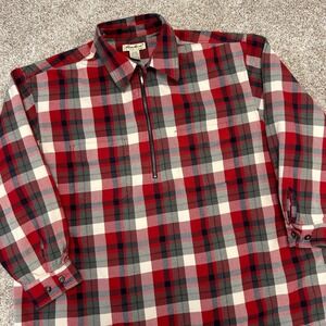 Vintage‎ Eddie Bauer 1/4 Zip Pullover Women Size XXL Red Plaid Gorpcore Cotton